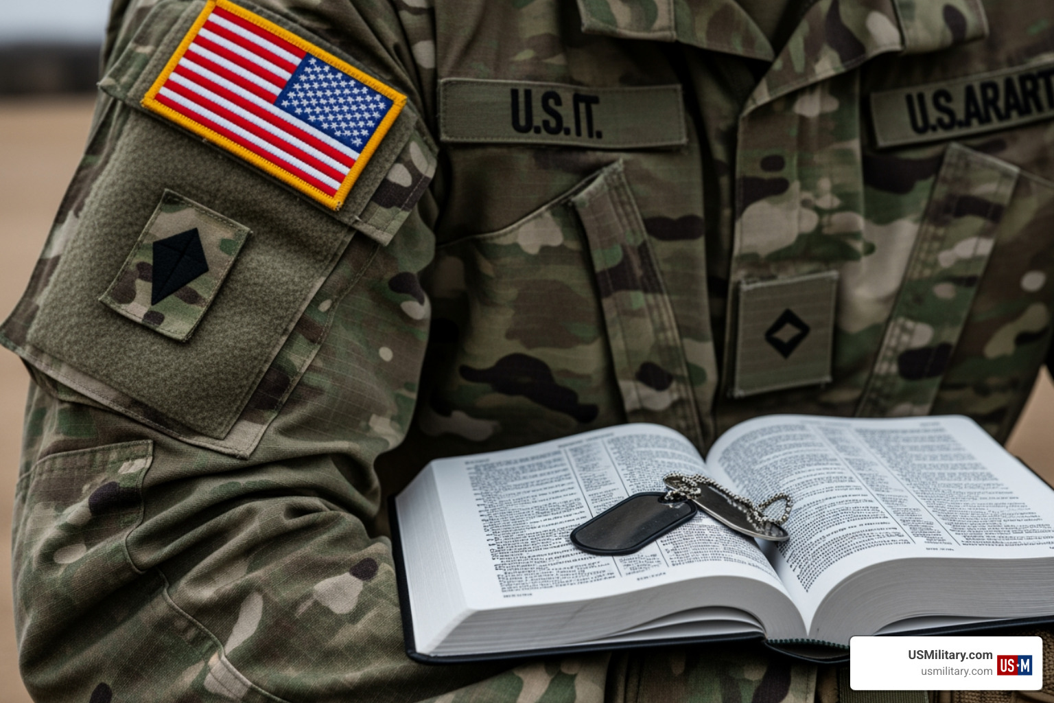 Faith-based military Bible on camouflage uniform courage strength elite warriors - Top 25 Faith-Based Books For Courage