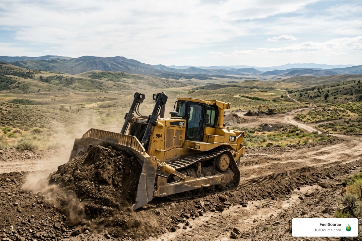 Bulldozer operating in a remote location requiring on-site fuel - fuel delivery for bulldozers