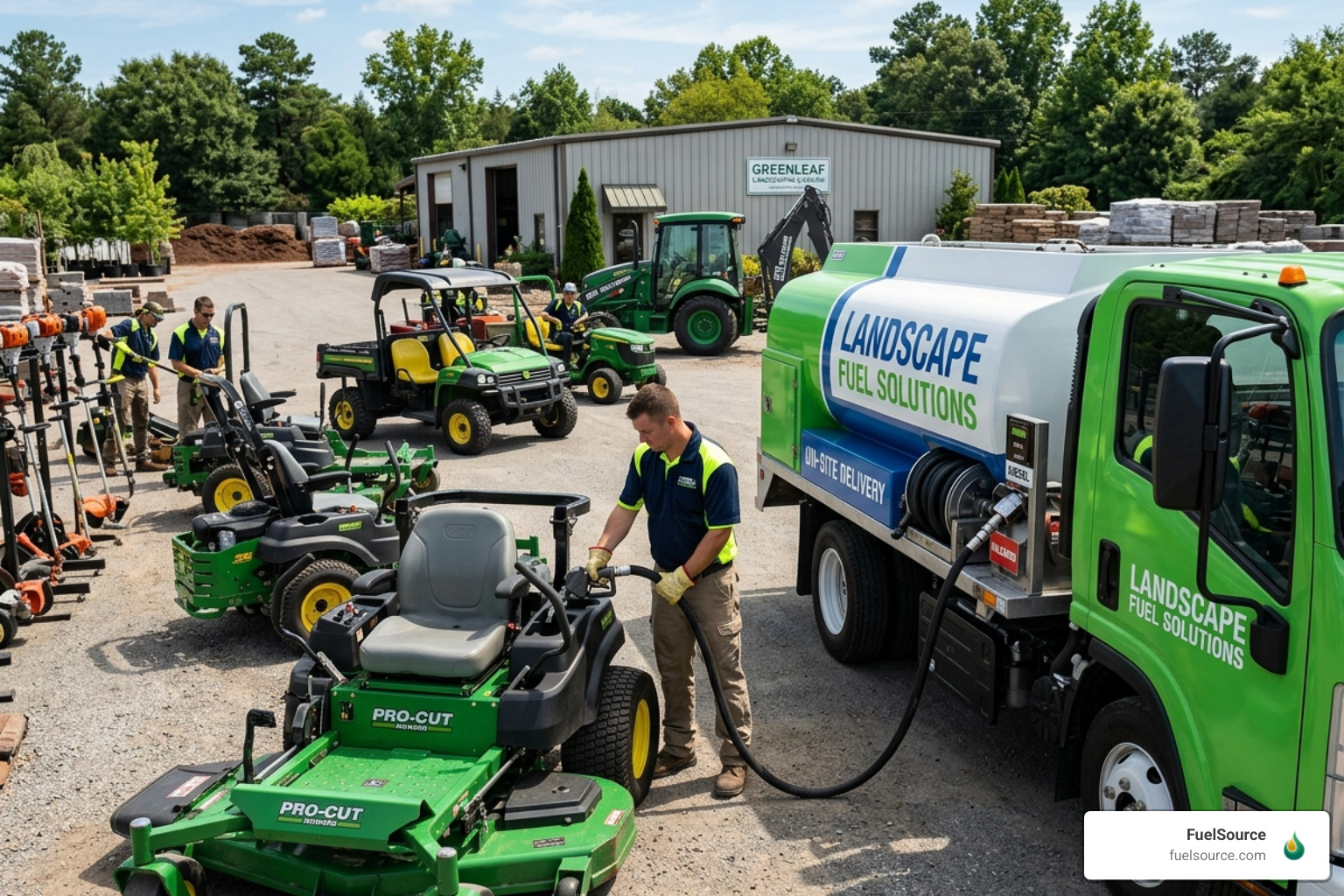 A secure, double-walled on-site fuel storage tank equipped with remote monitoring sensors - landscaping fleet fuel delivery A secure, double-walled on-site fuel storage tank equipped with remote monitoring sensors - landscaping fleet fuel delivery