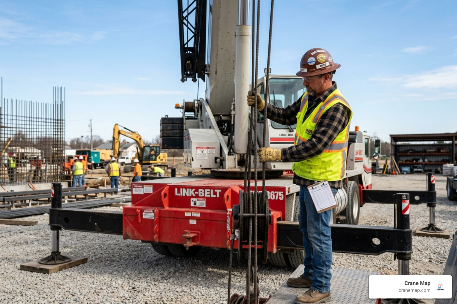 Certified crane operator performing a pre-lift safety check on a hydraulic truck crane - top rated crane rentals