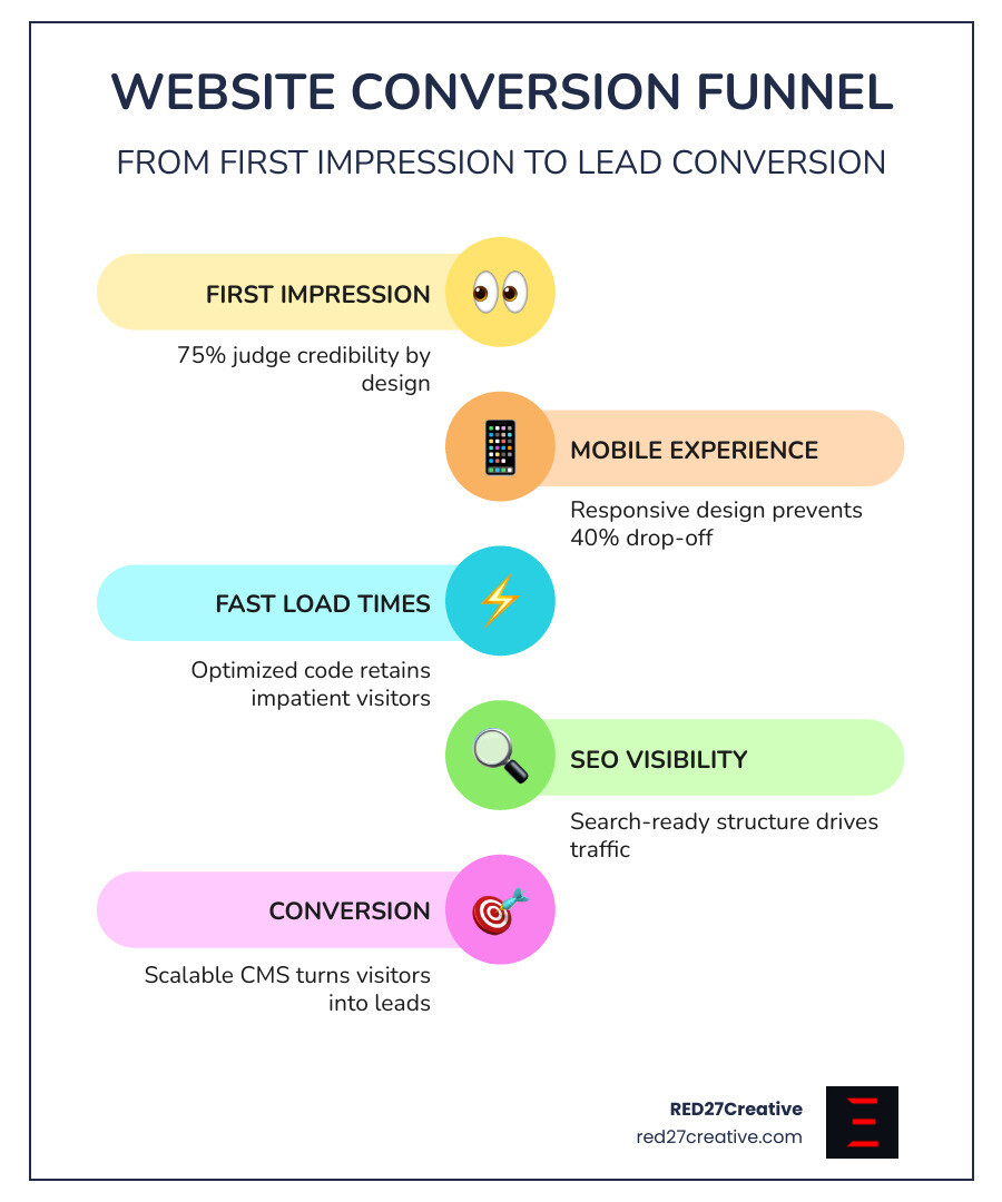 Custom website design Geneva conversion funnel infographic showing steps from first impression to lead conversion - Custom Custom website design Geneva conversion funnel infographic showing steps from first impression to lead conversion - Custom