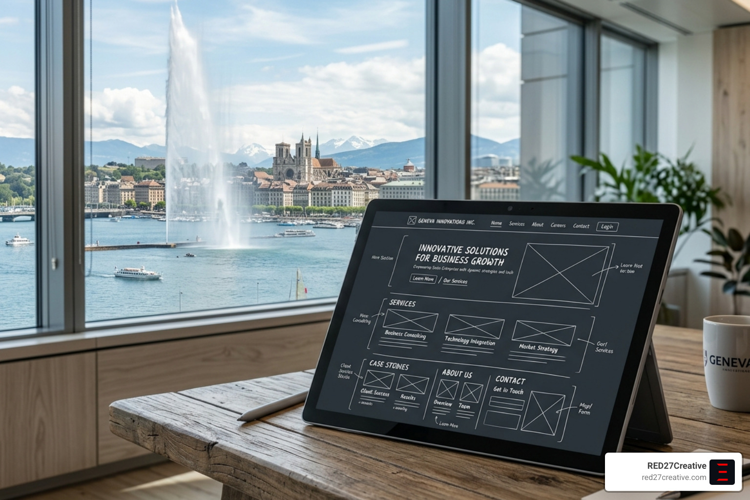 Custom UI/UX wireframe for a Geneva business website - Custom website design Geneva Custom UI/UX wireframe for a Geneva business website - Custom website design Geneva