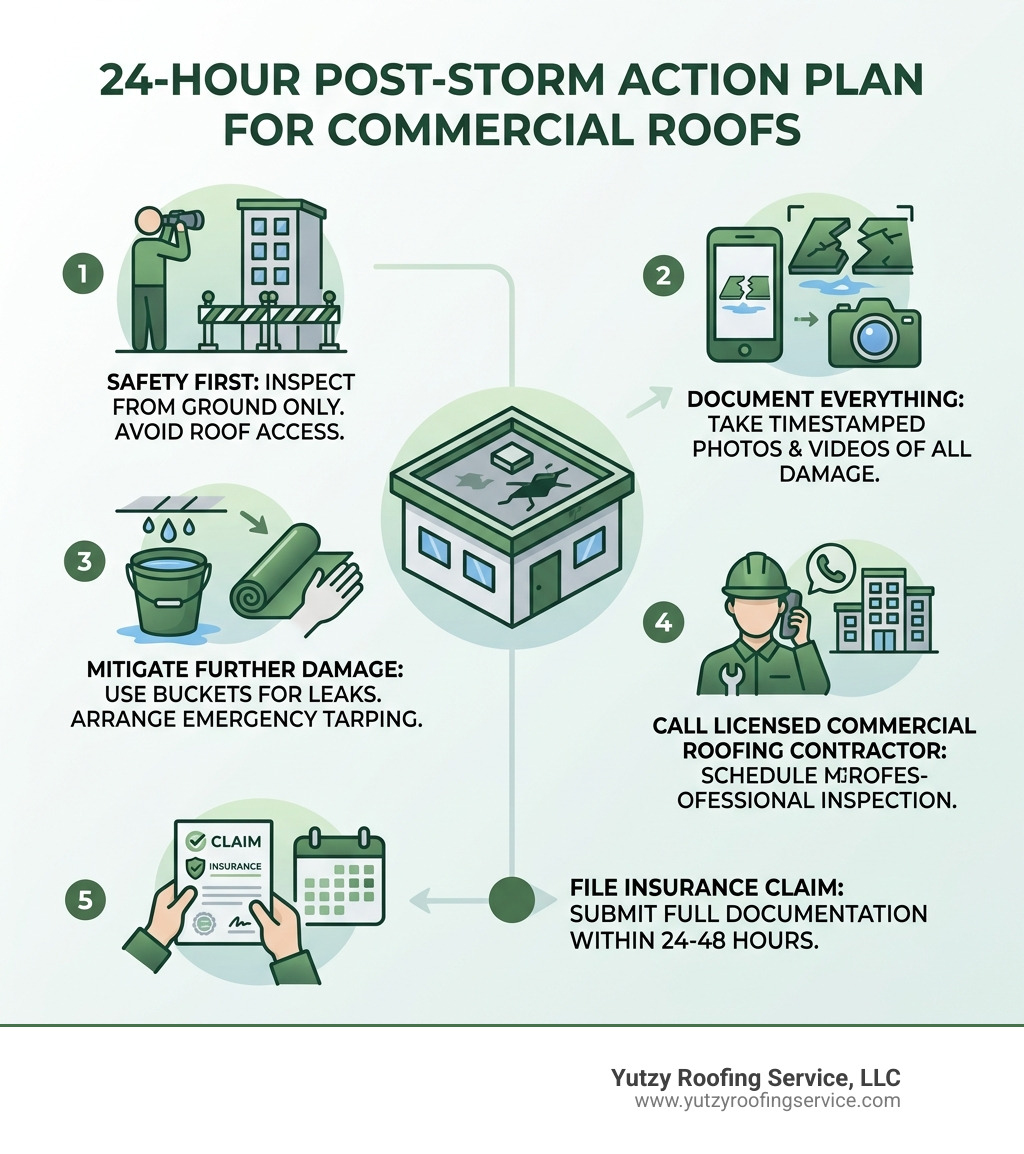 24-hour post-storm action plan for commercial roof storm damage repair - storm damage roof repair infographic 24-hour post-storm action plan for commercial roof storm damage repair - storm damage roof repair infographic