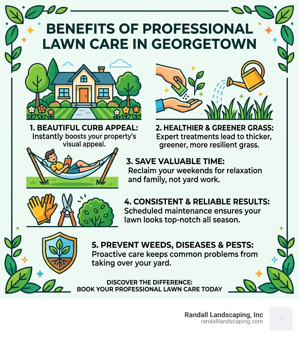 Benefits of professional lawn care Georgetown services infographic - Lawn care Georgetown infographic 