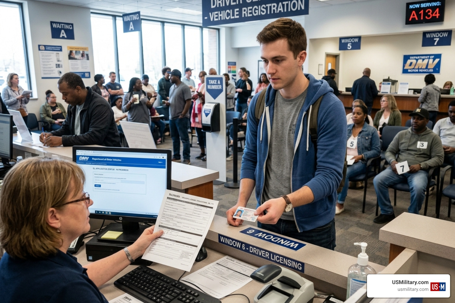 Young man at the DMV applying for a driver's license - is there going to be a military draft in 2026