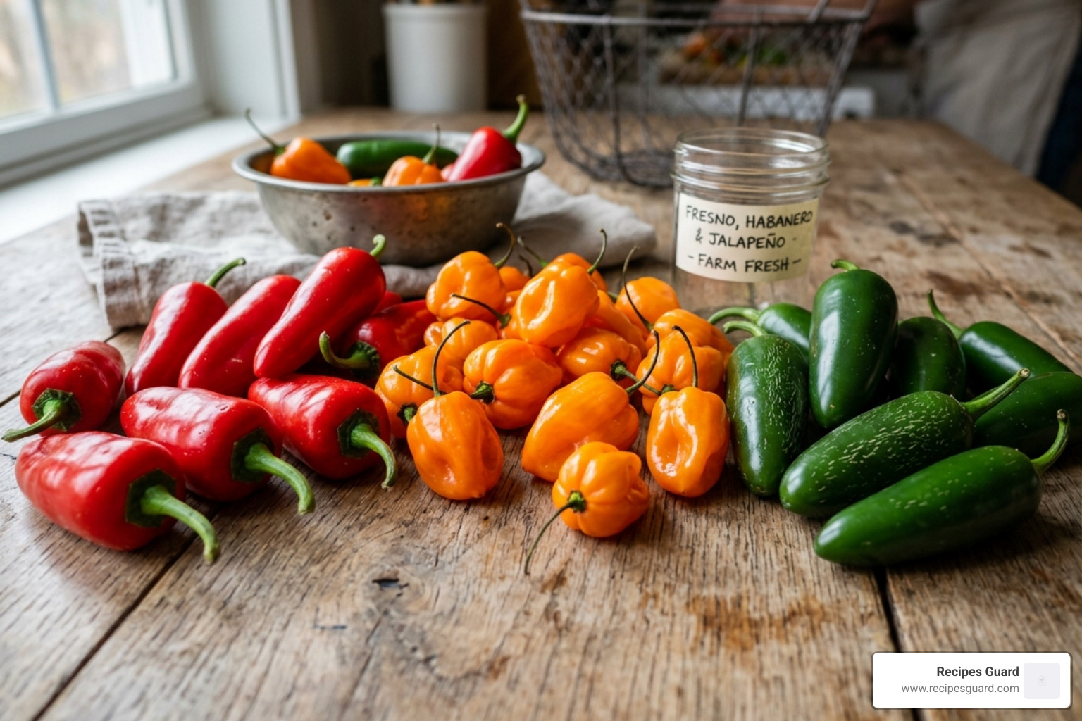Fresno, Habanero, and Jalapeno peppers for hot sauce - hot sauce lacto ferment