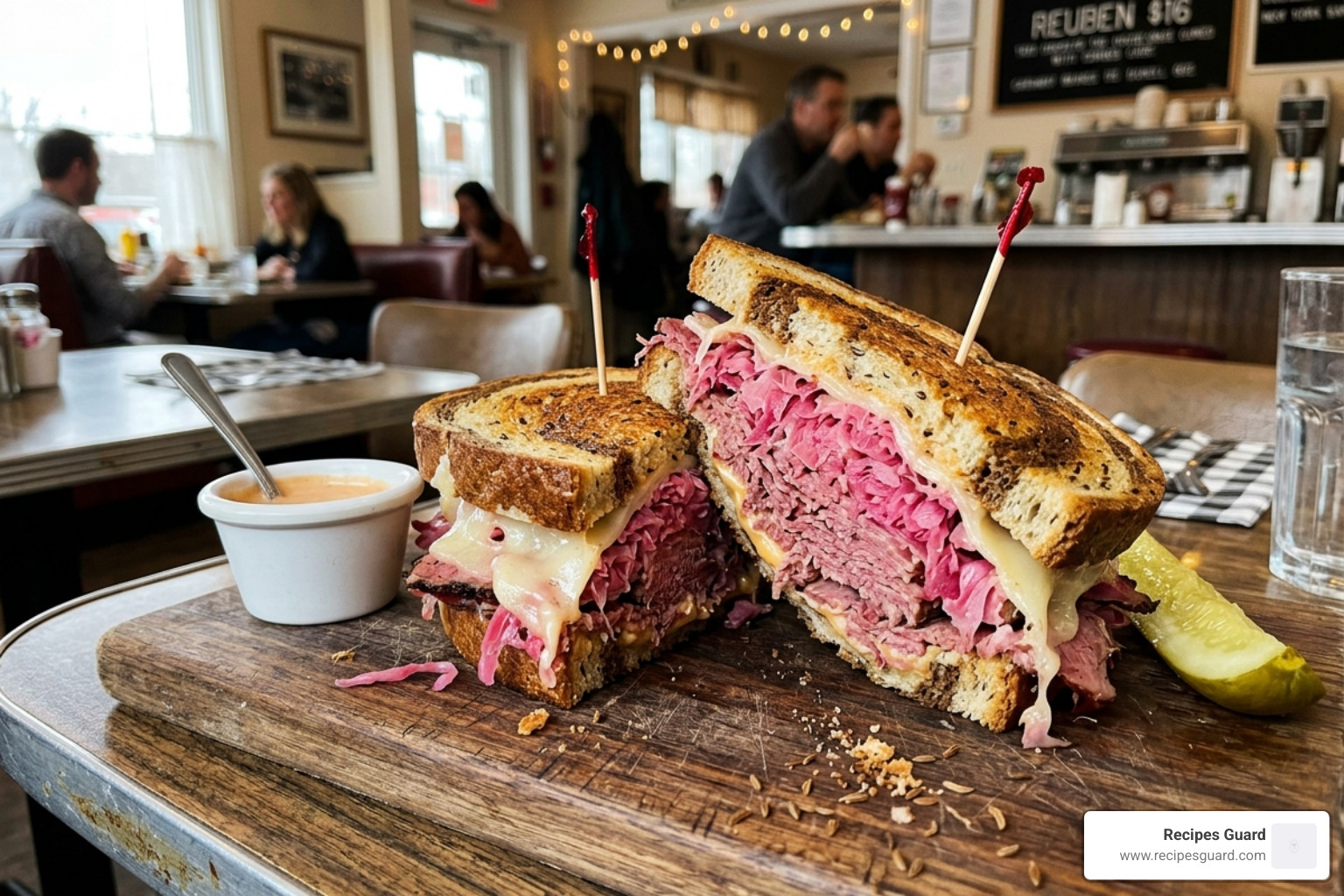 A classic Reuben sandwich overflowing with caraway sauerkraut - caraway sauerkraut recipe