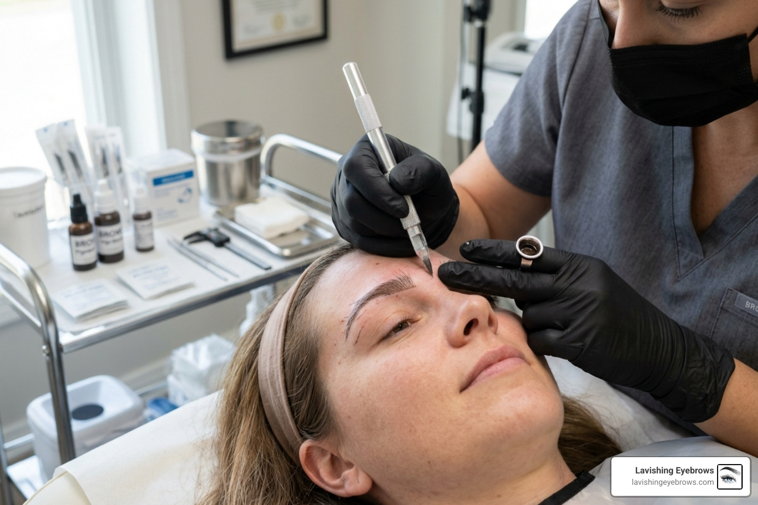handheld microblade tool creating fine hair-like strokes - microblading Temecula