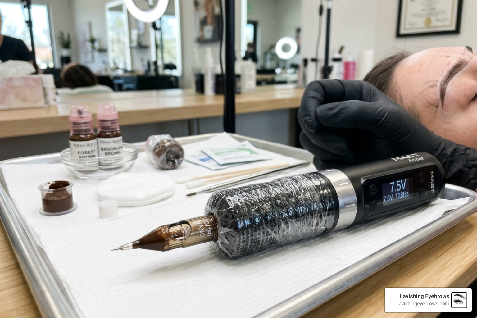 Digital PMU machine and ultra-fine nano needle used for precision hairstrokes - nano brow tattoo