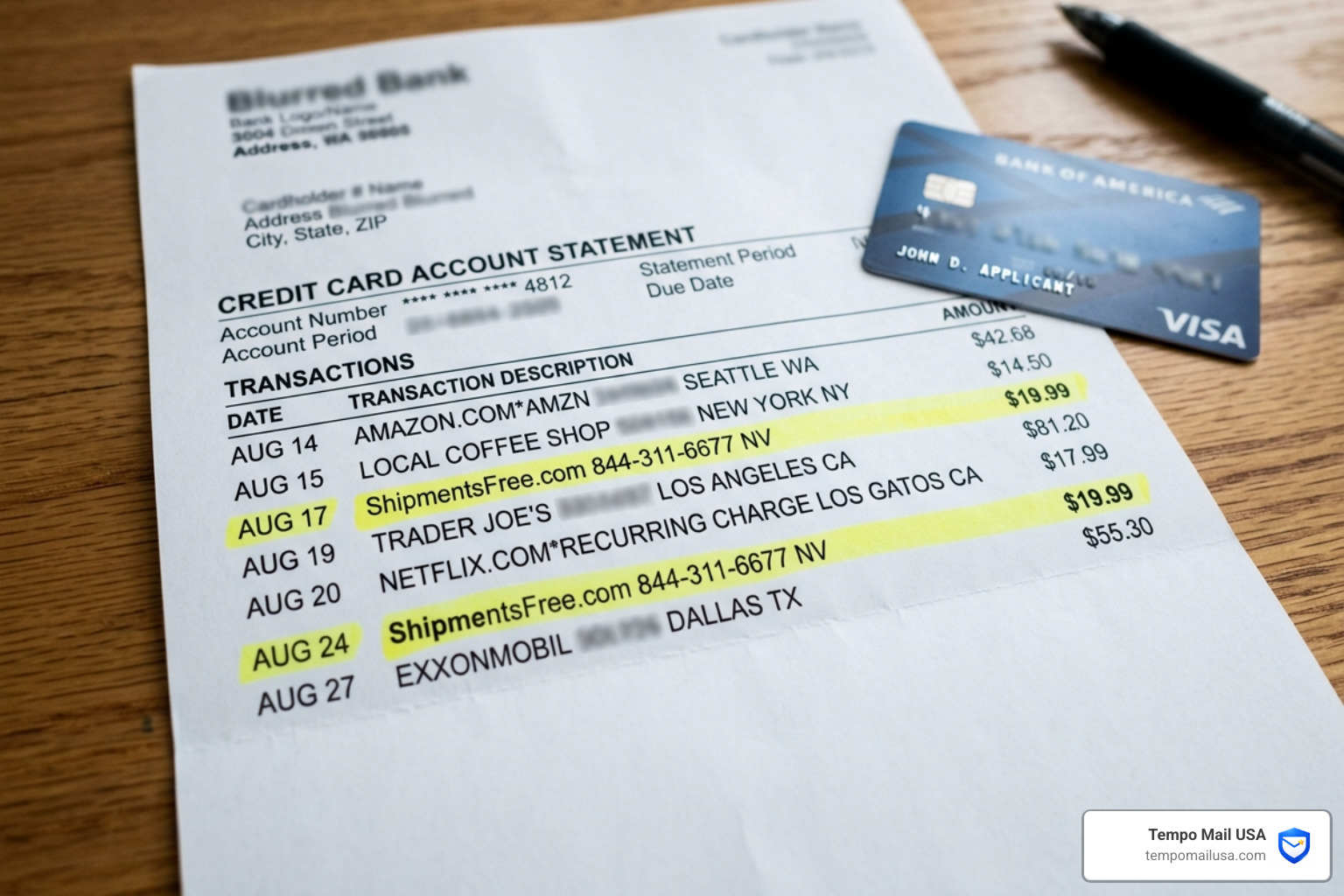 Credit card statement showing unauthorized recurring charges from ShipmentsFree.com - Is Shipments Free a Scam How to Check Credit card statement showing unauthorized recurring charges from ShipmentsFree.com - Is Shipments Free a Scam How to Check