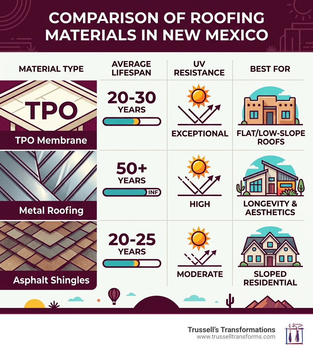 Infographic: Comparison Of Roofing Materials In New Mexico - Roofing Repair Albuquerque Contractors Infographic 