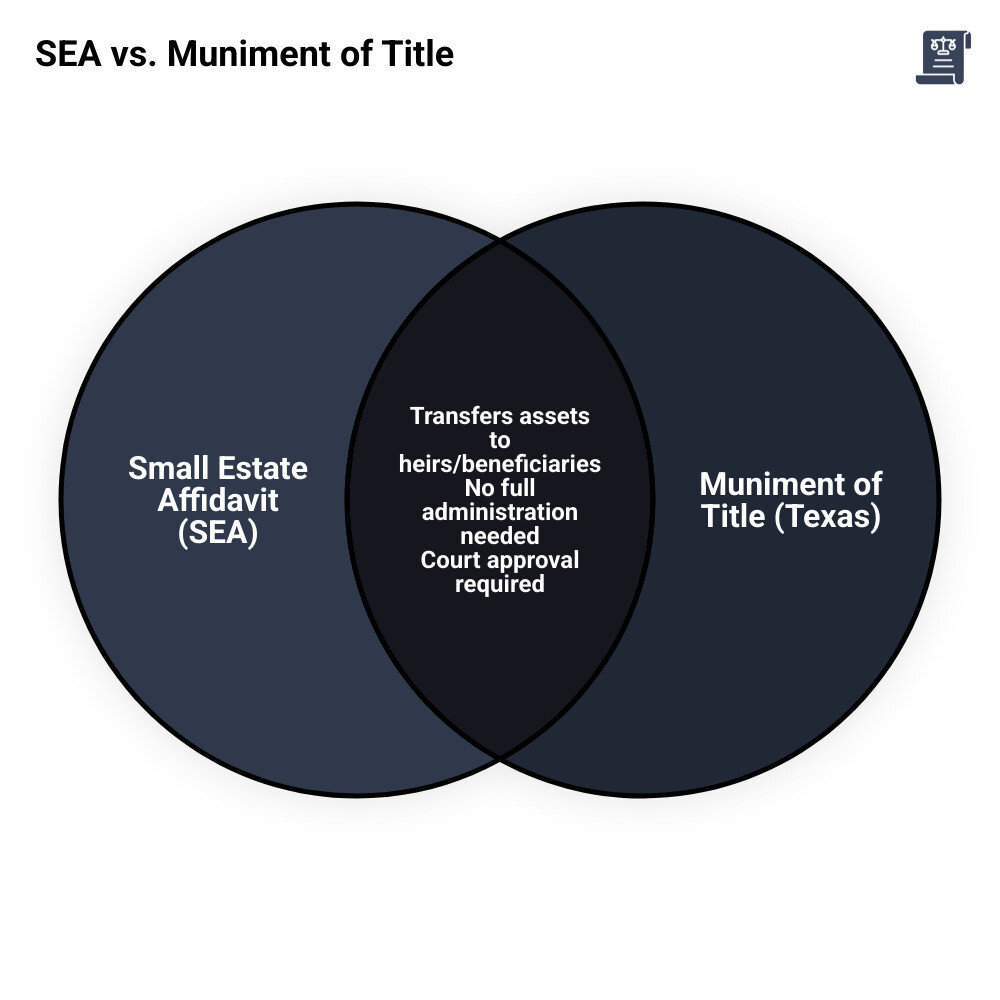 infographic comparing small estate affidavit versus muniment of title - small estate lawyer infographic venn_diagram