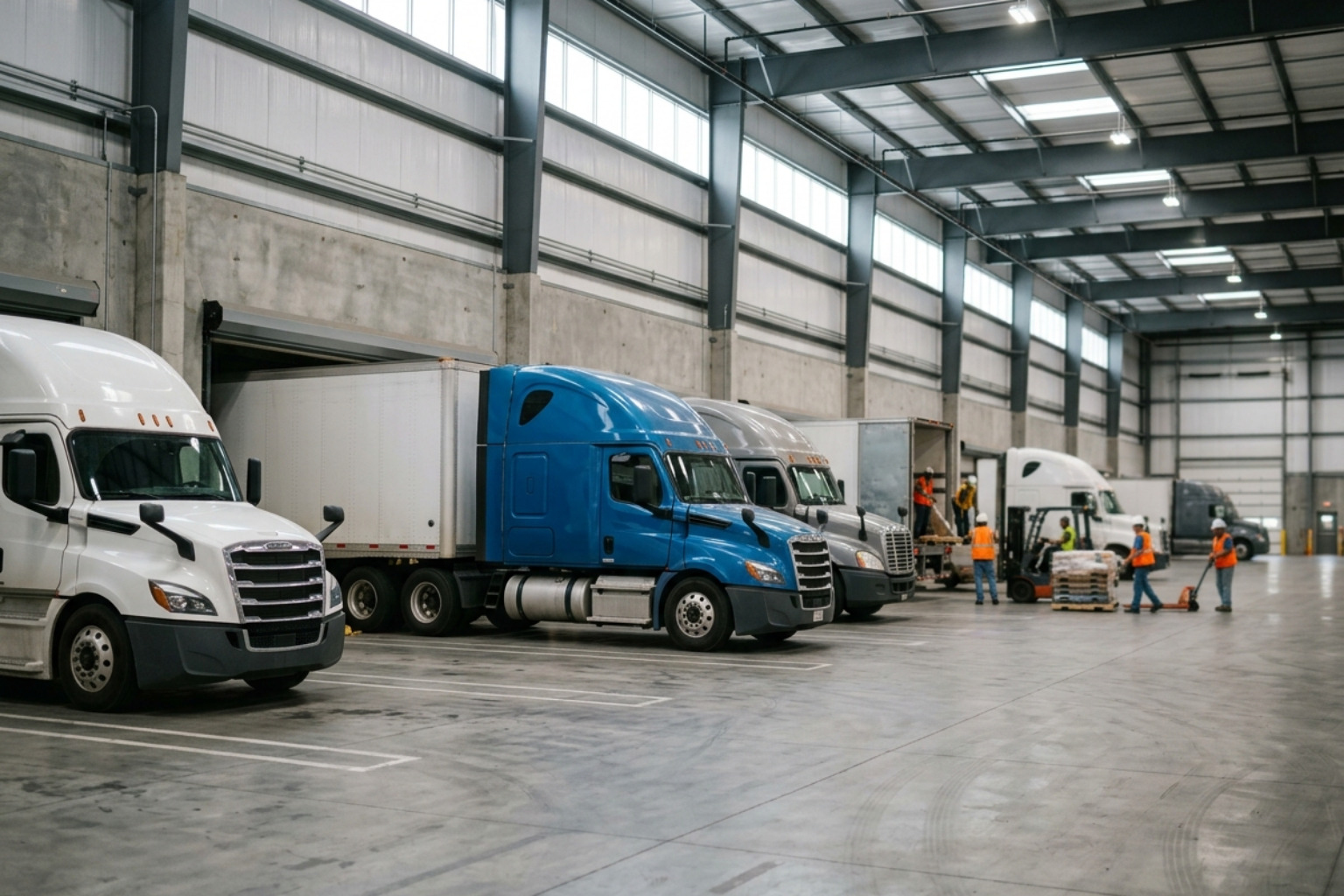 modern truck fleet at an Indiana distribution center - Indiana truckload shipping solutions
