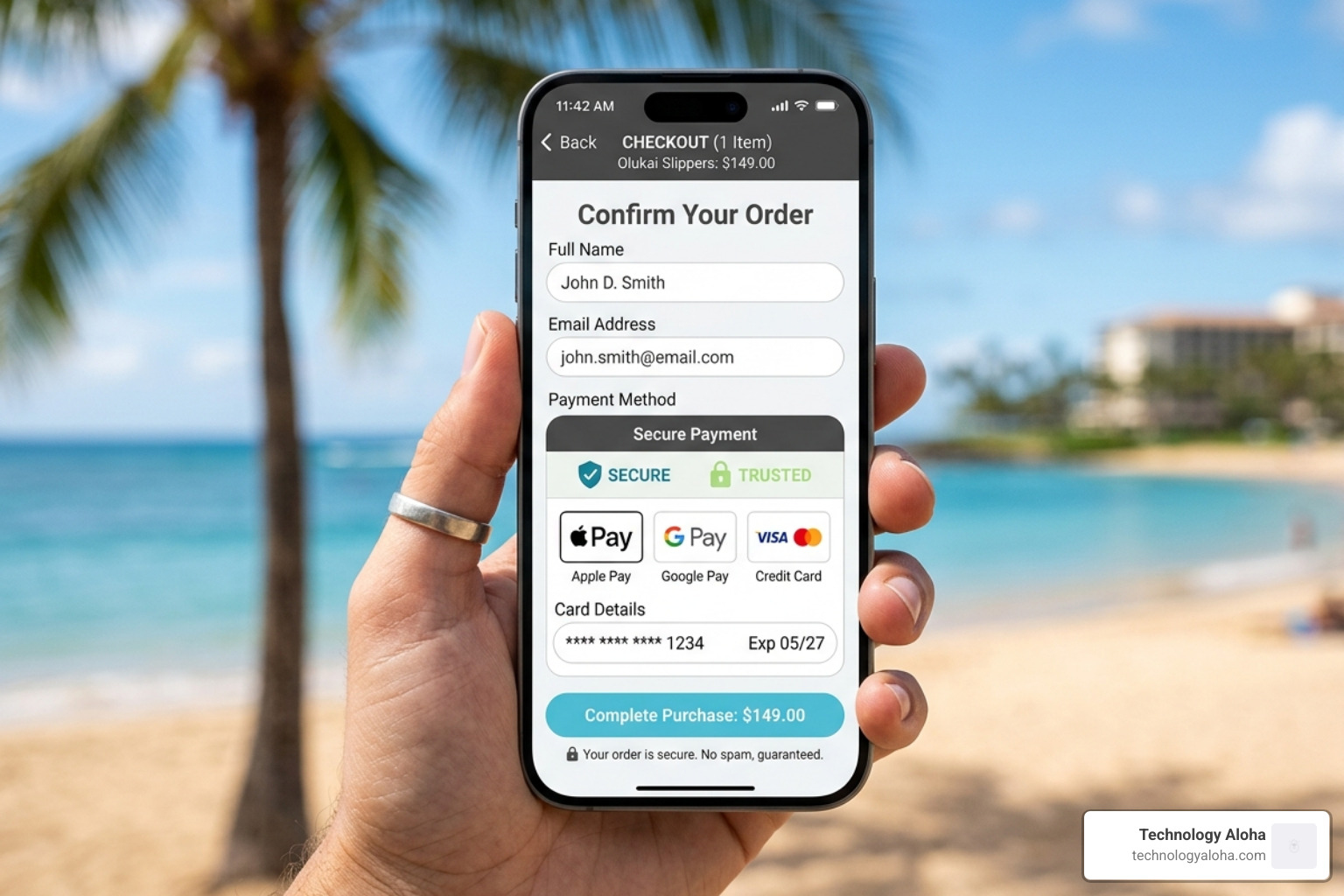 mobile checkout friction graphic showing a 2026 smartphone screen with simplified payment options - conversion optimized