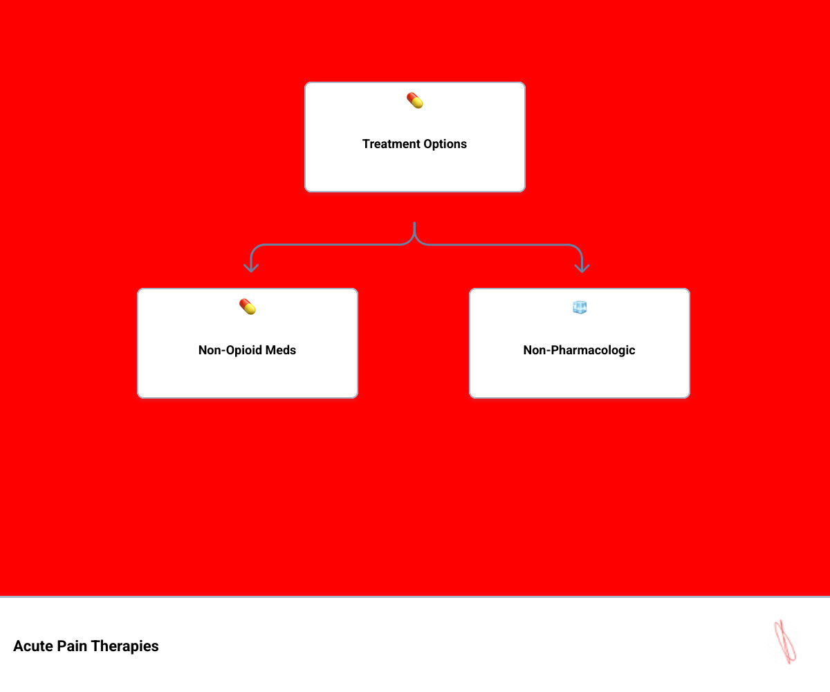 infographic showing acute pain therapy options from non-pharmacologic to interventional, with transition risk to chronic
