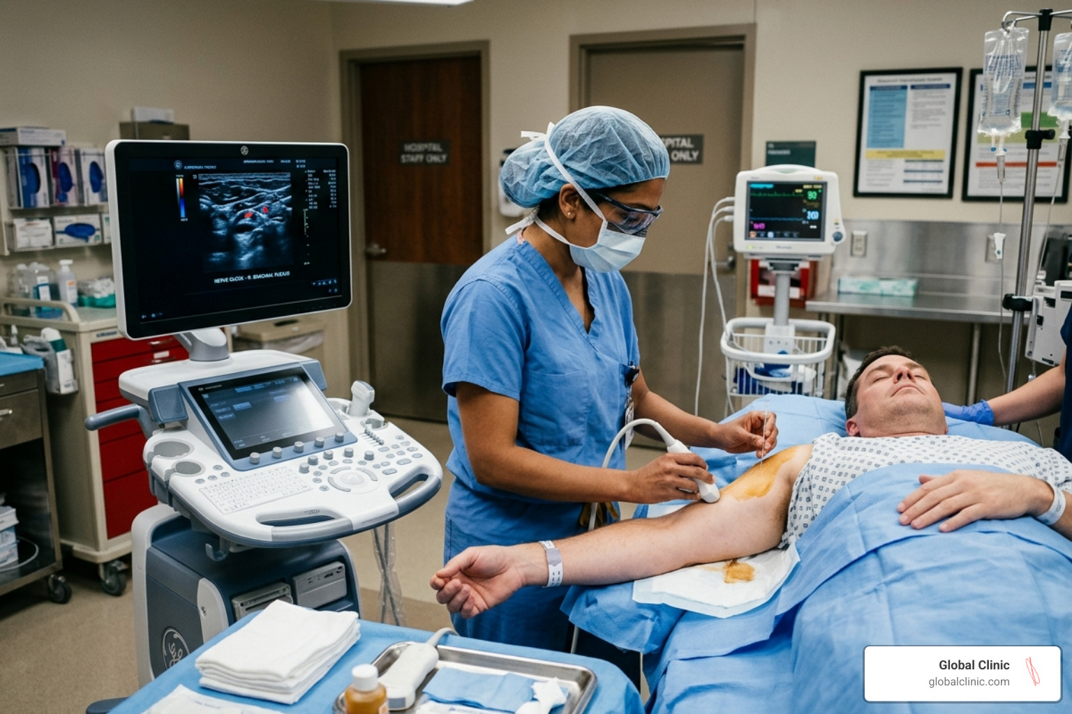 specialist performing an ultrasound-guided nerve block - acute pain therapies