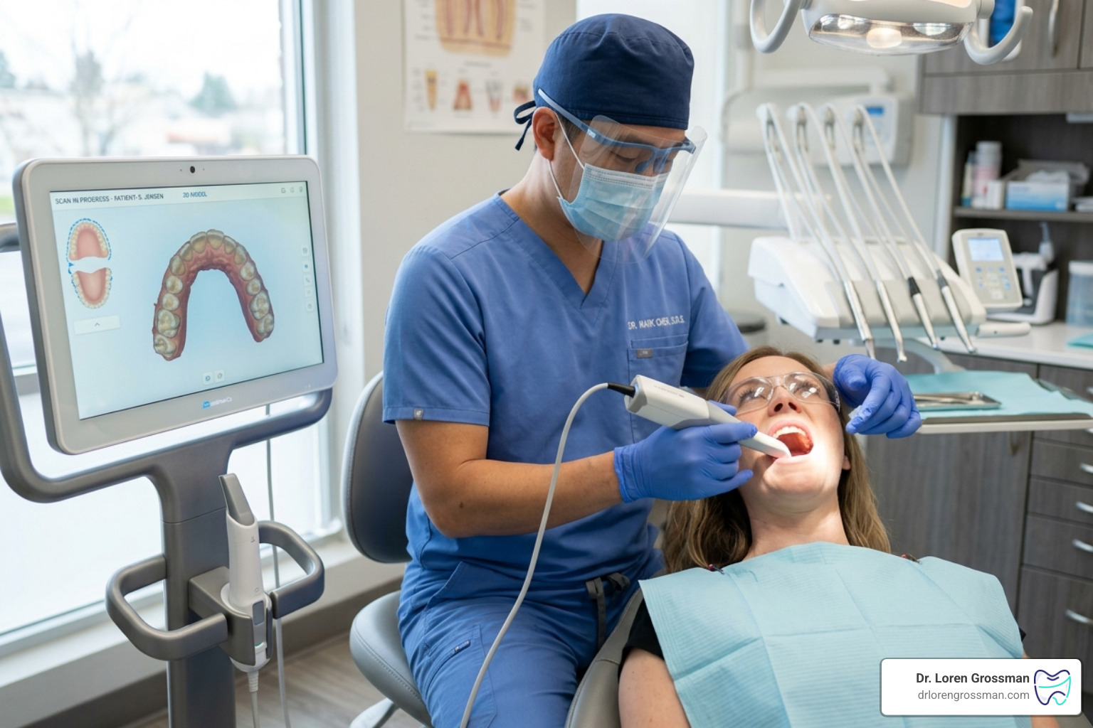 Image of a dentist taking digital impressions for dentures - Dentures Kingston PA