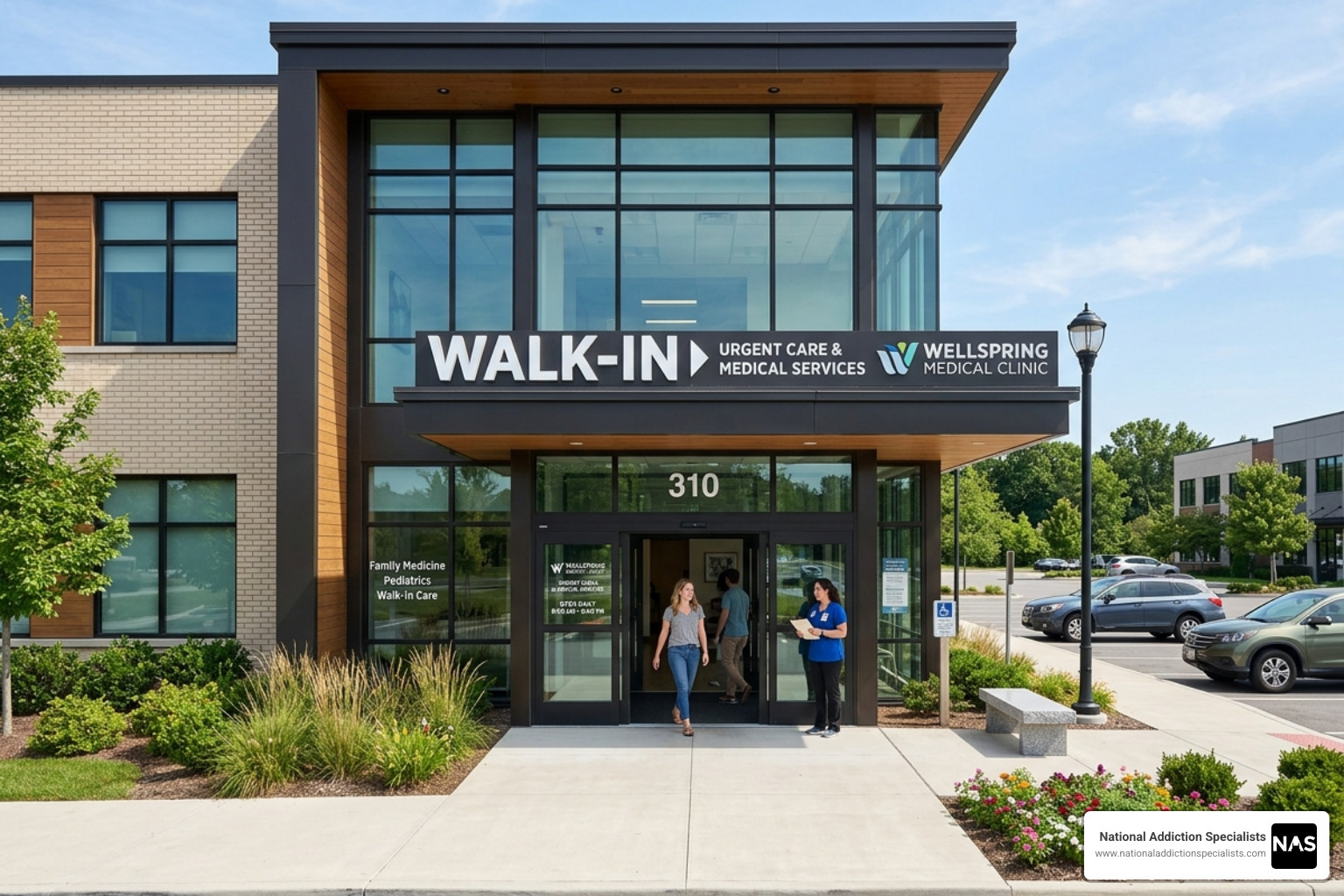 Medical clinic exterior with a walk-in sign - same day suboxone clinic near me Medical clinic exterior with a walk-in sign - same day suboxone clinic near me