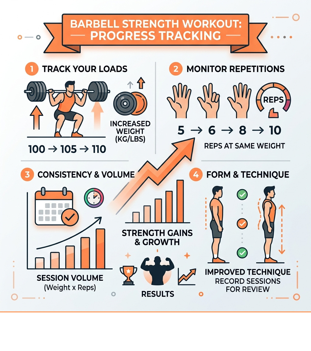 barbell strength workout progress tracking - barbell strength workout infographic barbell strength workout progress tracking - barbell strength workout infographic