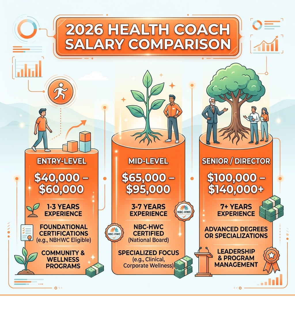 Salary comparison table for health coaches in 2026 - health and wellness coaching jobs infographic Salary comparison table for health coaches in 2026 - health and wellness coaching jobs infographic