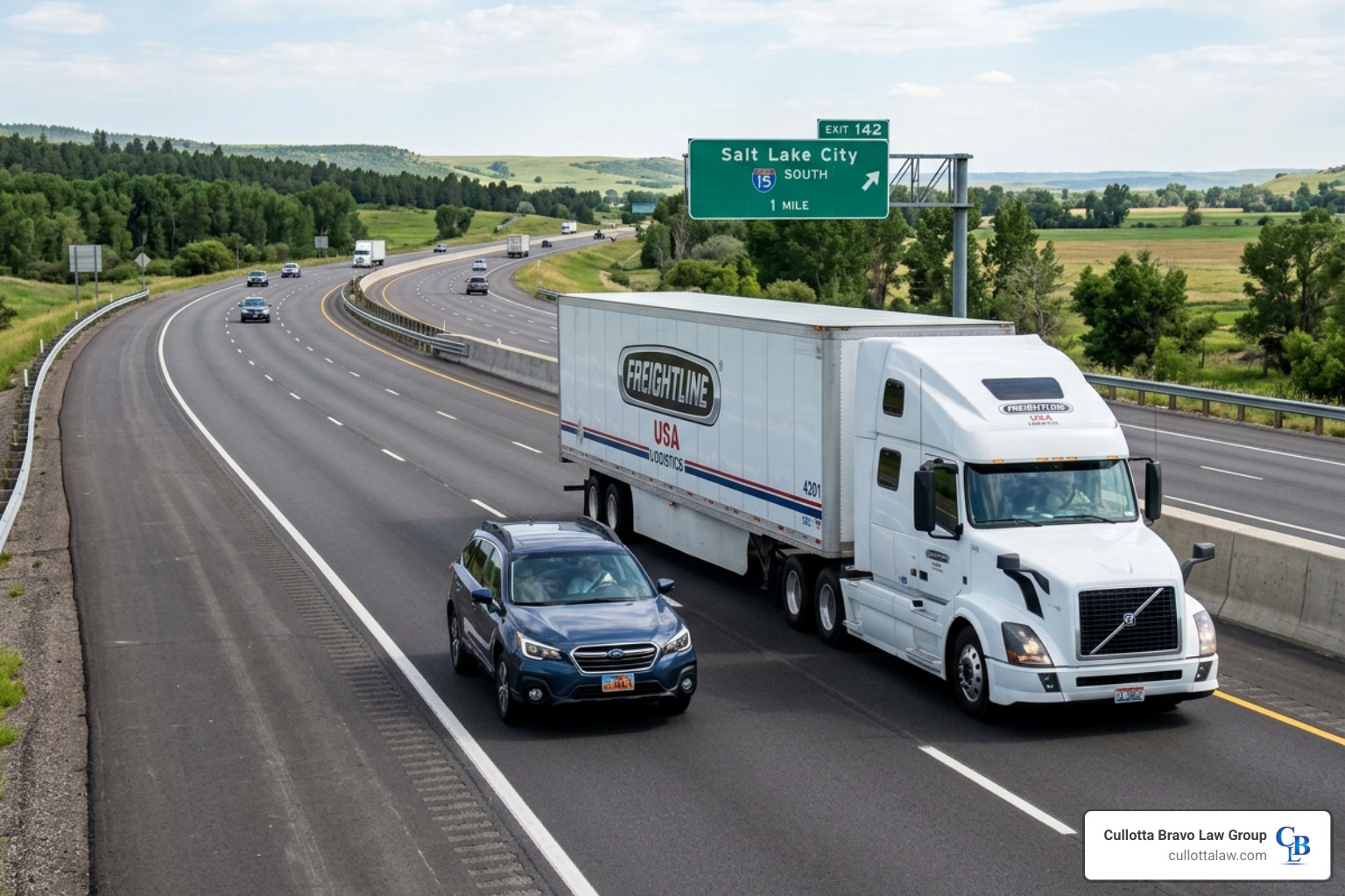 car safely passing a tractor-trailer on the left side - semi truck blind illustration car safely passing a tractor-trailer on the left side - semi truck blind illustration