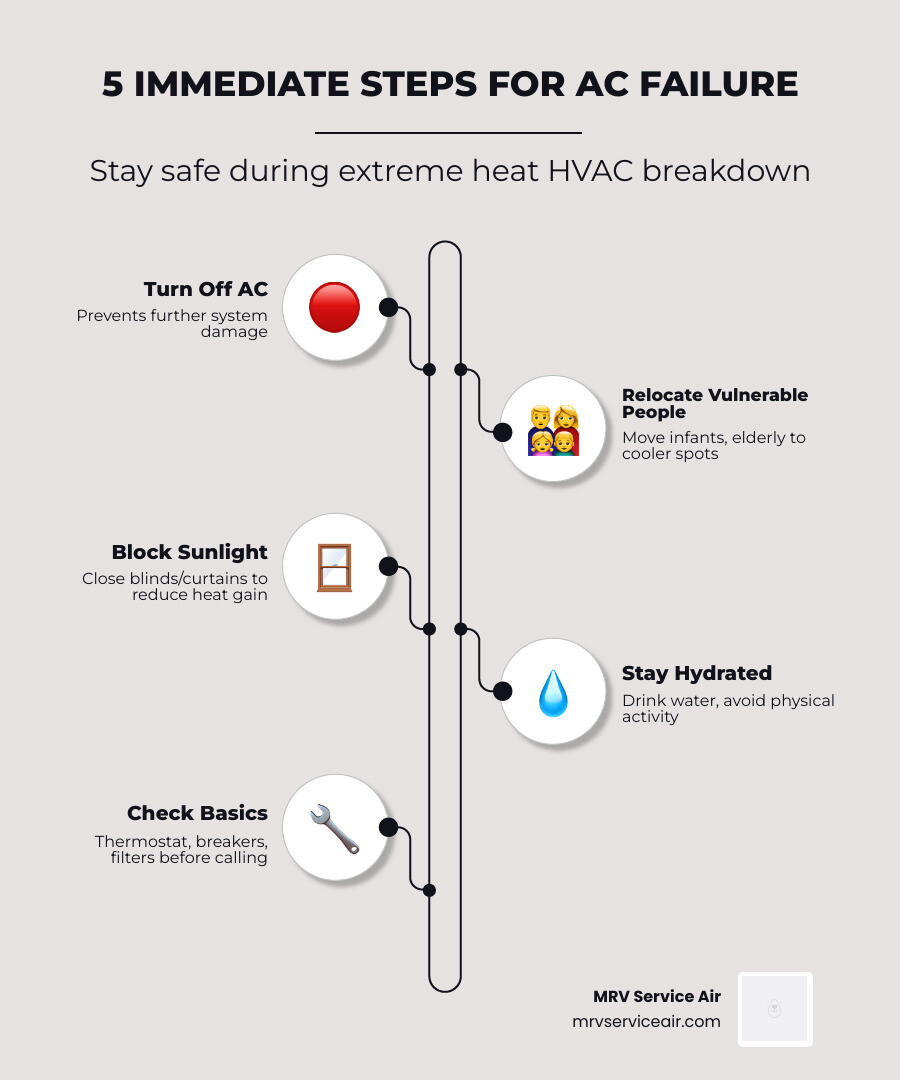 5 immediate steps to take during a Central Valley AC failure heatwave emergency infographic - what to do when your hvac 5 immediate steps to take during a Central Valley AC failure heatwave emergency infographic - what to do when your hvac