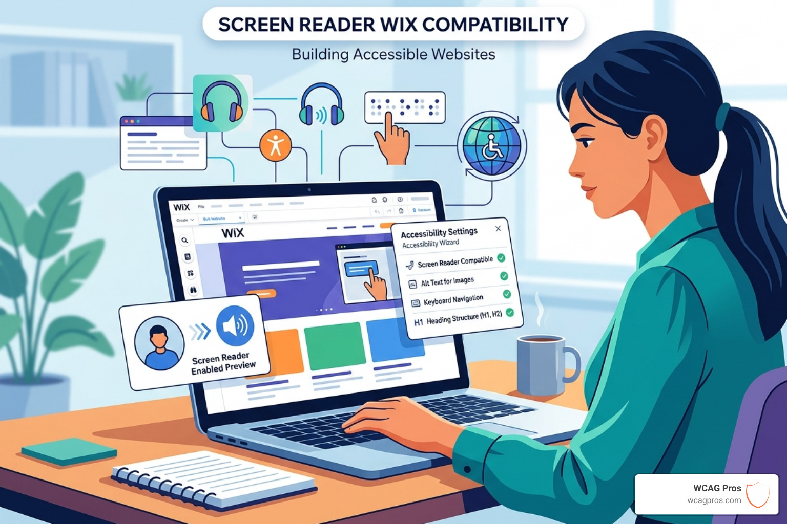 Wix Editor accessibility settings panel showing options for screen reader optimization - screen reader wix compatibility Wix Editor accessibility settings panel showing options for screen reader optimization - screen reader wix compatibility