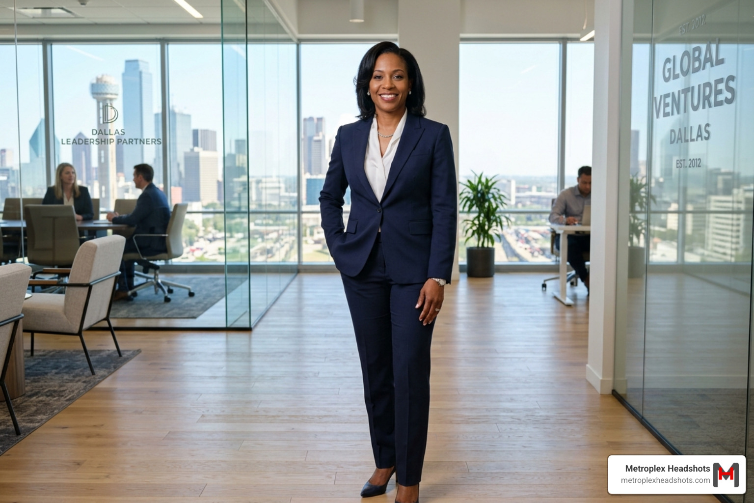Confident CEO standing in a bright Dallas office environment - Executive portraits Dallas TX