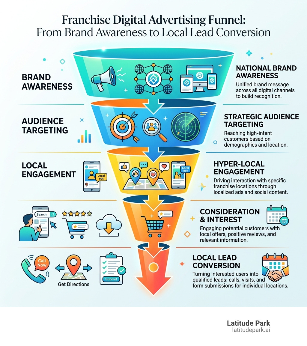 Franchise digital advertising funnel from brand awareness to local lead conversion - franchise digital advertising agency