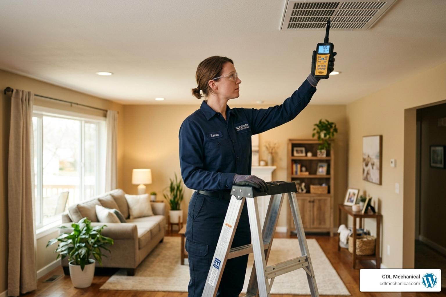 HVAC technician using a digital airflow meter to measure the velocity of air coming out of a ceiling vent - how air HVAC technician using a digital airflow meter to measure the velocity of air coming out of a ceiling vent - how air