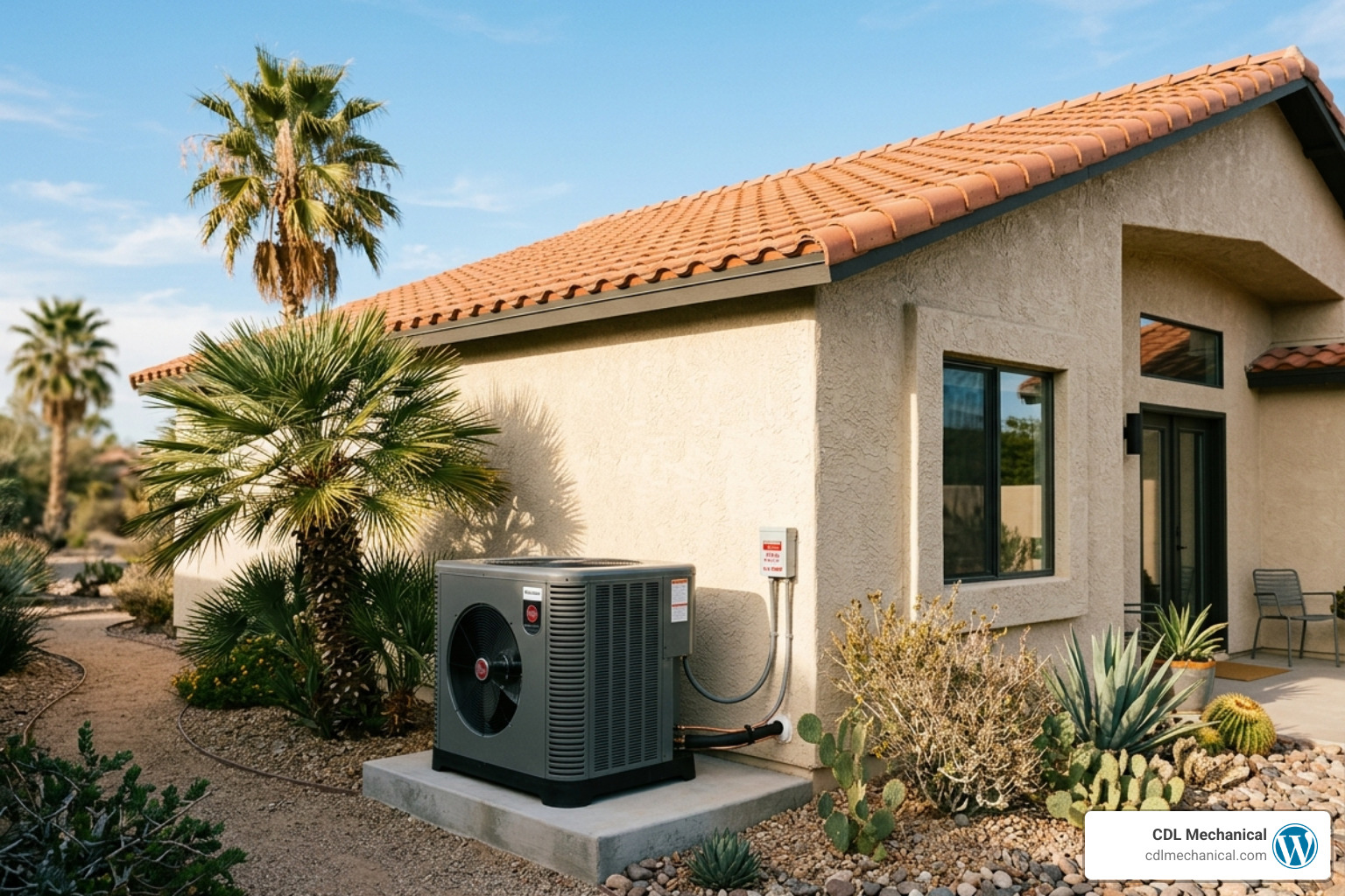 High-efficiency heat pump unit installed outside a modern Arizona home - inflation reduction act benefits for arizona