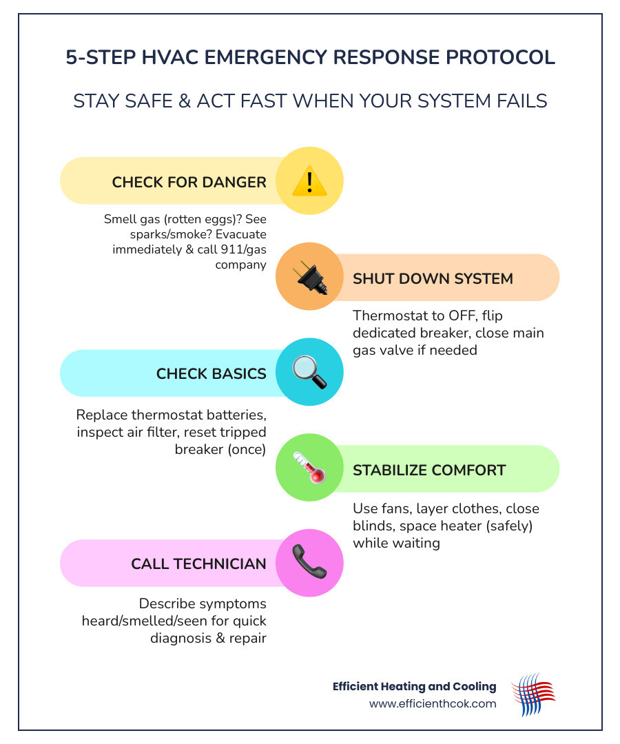 5-step HVAC emergency response protocol infographic for homeowners - emergency hvac tips for homeowners infographic