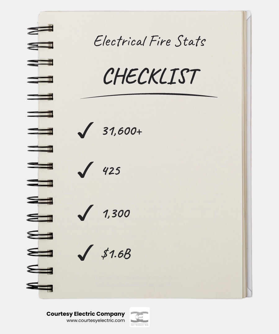 infographic showing common electrical fire warning signs and prevention tips for homeowners - electrical fire prevention