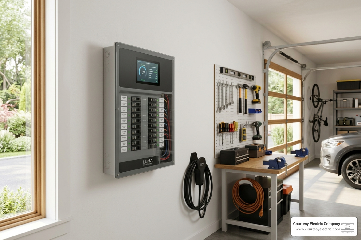 A modern SPAN smart electrical panel installed in a clean, well-lit garage - federal tax credits for battery storage and A modern SPAN smart electrical panel installed in a clean, well-lit garage - federal tax credits for battery storage and