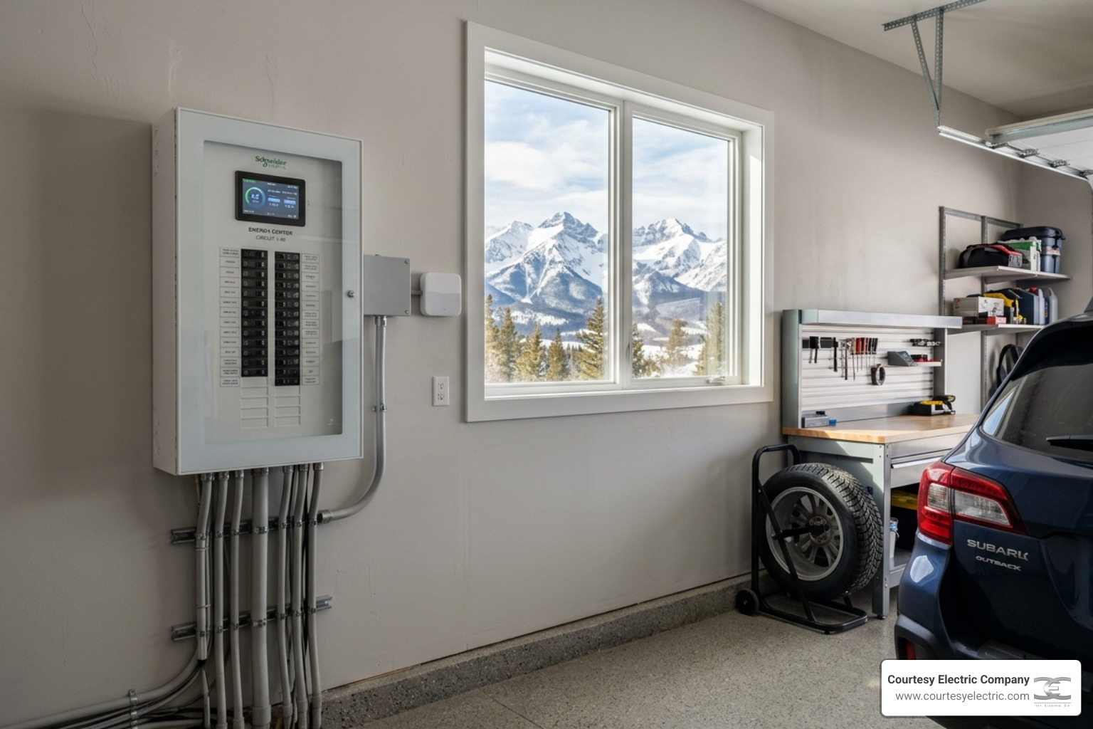 A modern, clean smart electrical panel installed in a Colorado home garage - colorado energy rebates for electrical upgrades A modern, clean smart electrical panel installed in a Colorado home garage - colorado energy rebates for electrical upgrades