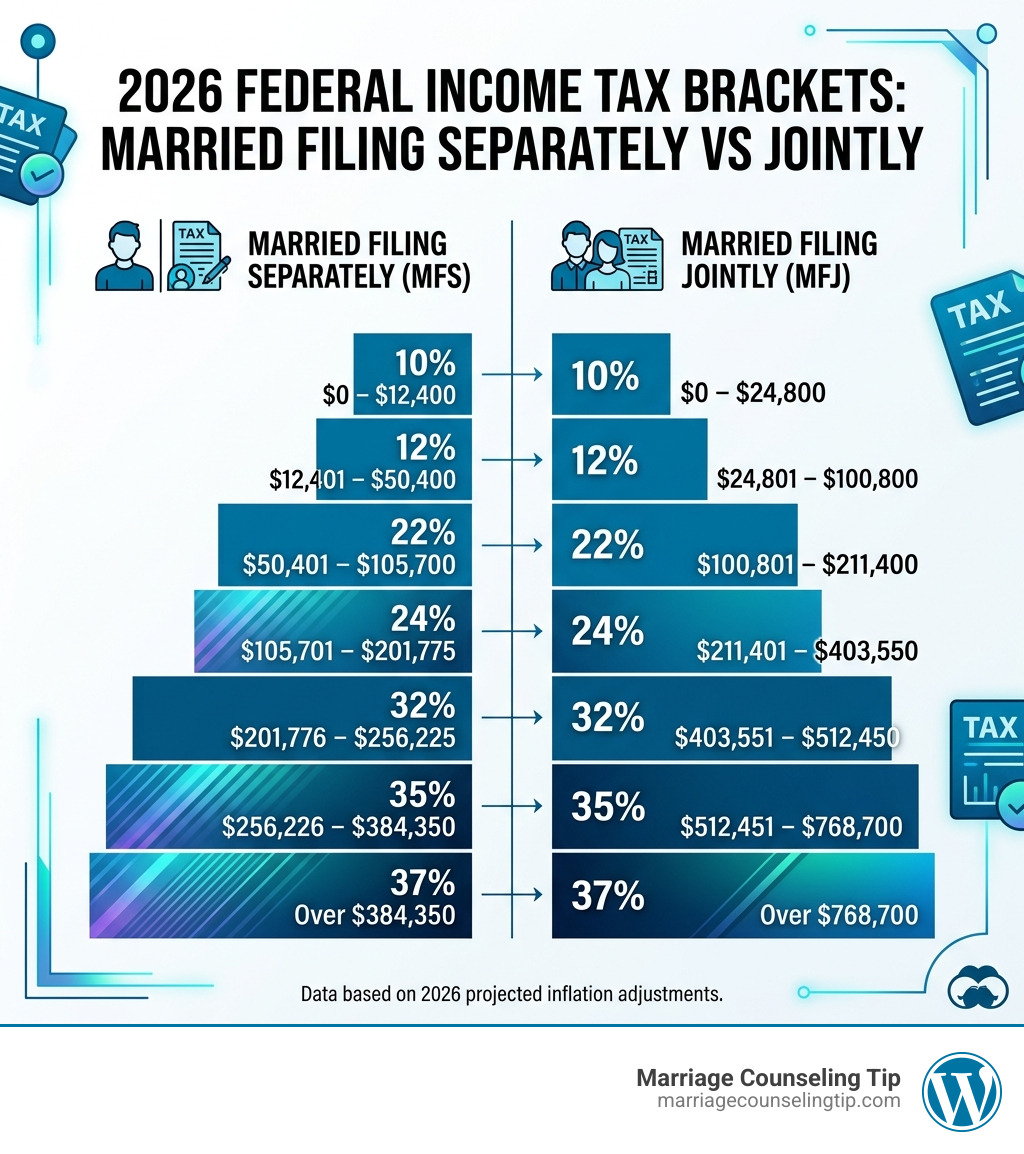 2026 federal income tax bracket structure for married filing separately vs jointly - tax brackets for married filing
