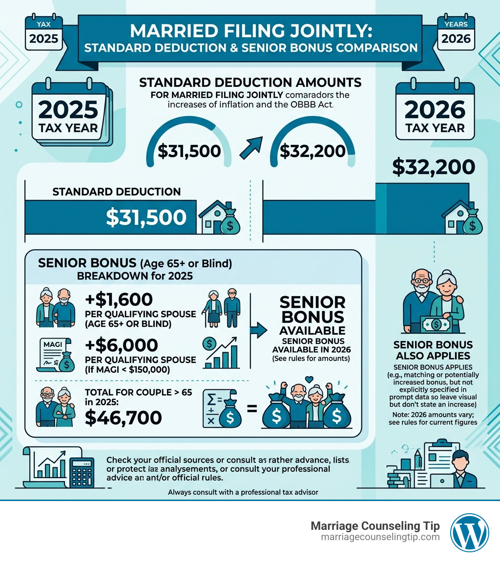 2025 vs 2026 standard deduction amounts for married filing jointly with senior bonus breakdown - what is the standard