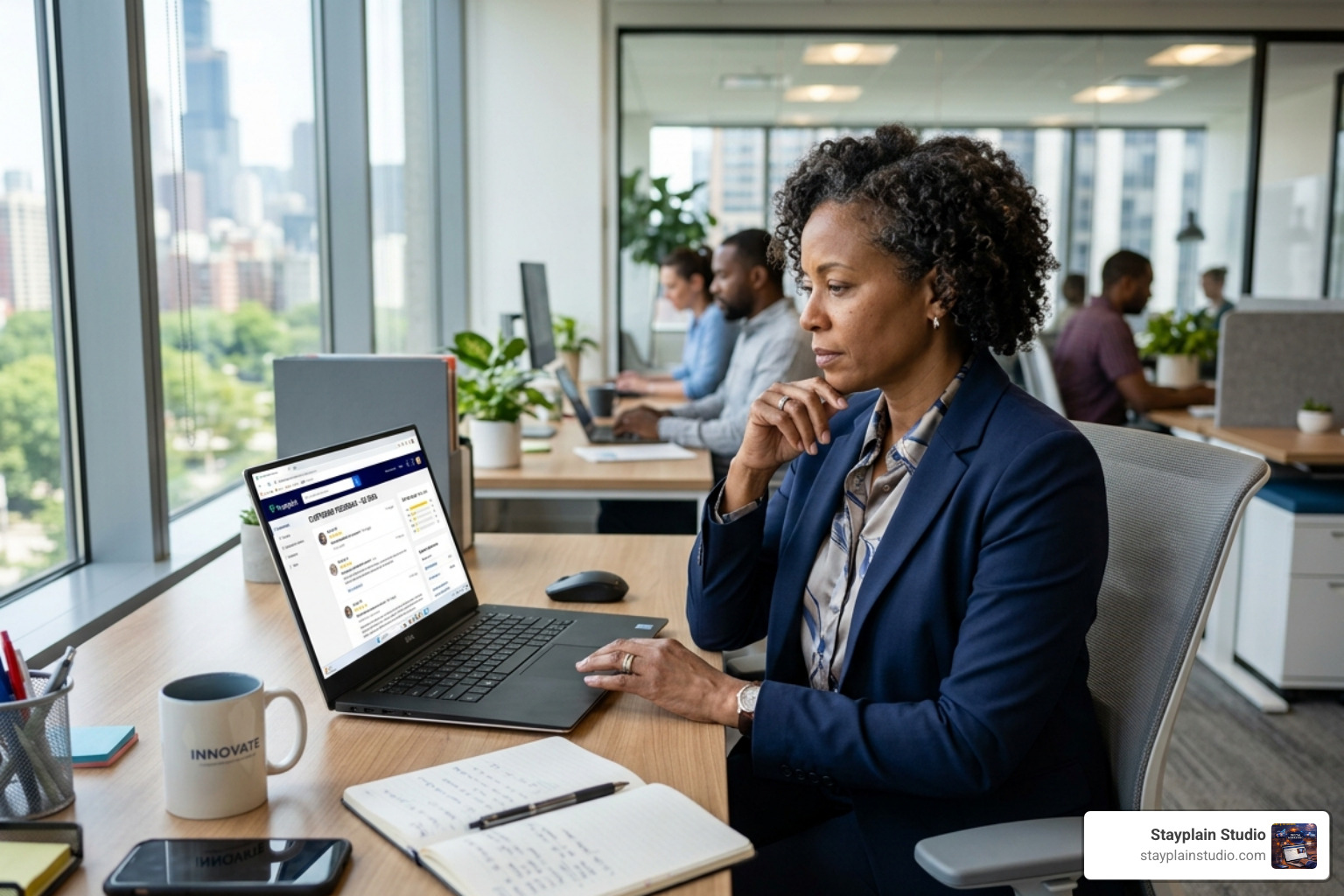 business owner reviewing customer feedback - online reputation website