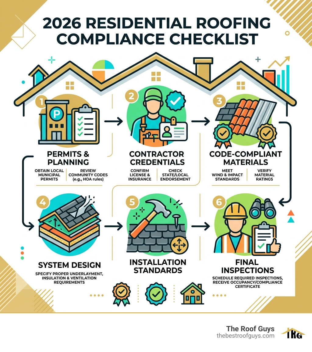 2026 residential roofing compliance checklist with key steps and requirements - new residential roofing infographic 2026 residential roofing compliance checklist with key steps and requirements - new residential roofing infographic