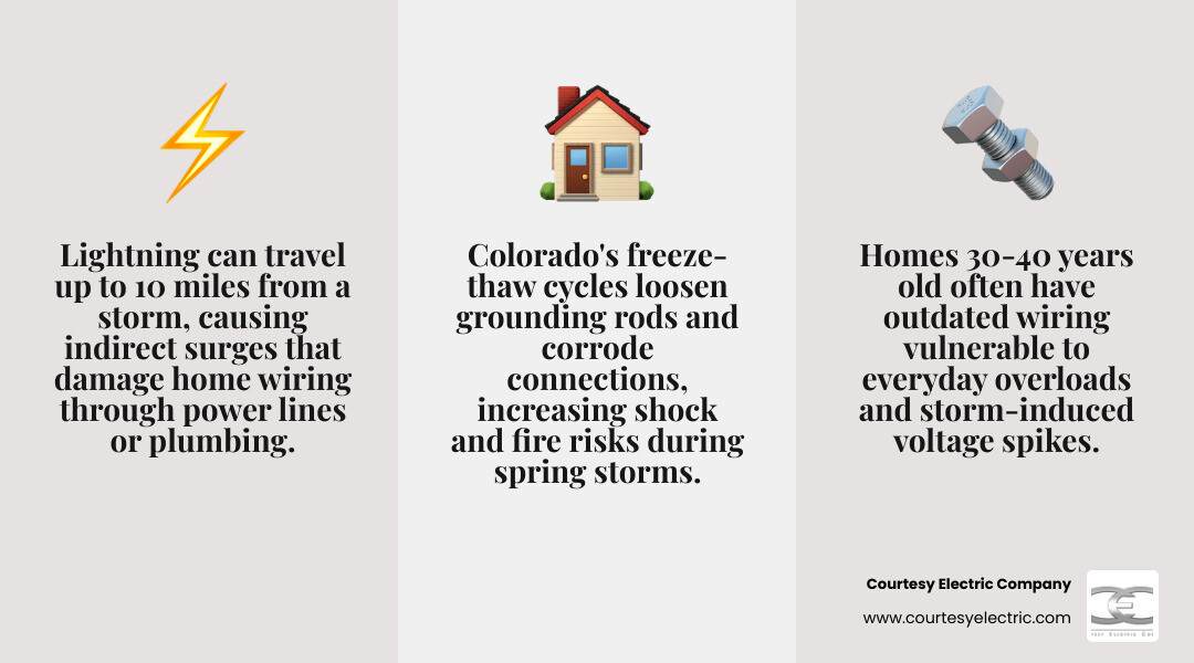 Top 5 spring electrical hazards for Colorado homeowners infographic with prevention tips - spring electrical safety and