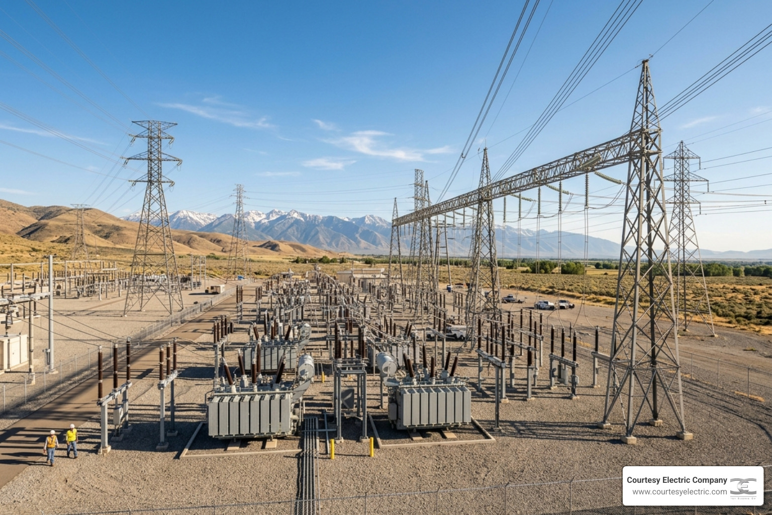 Electrical substation with high-voltage lines under a clear summer sky during peak demand hours - how to manage electrical