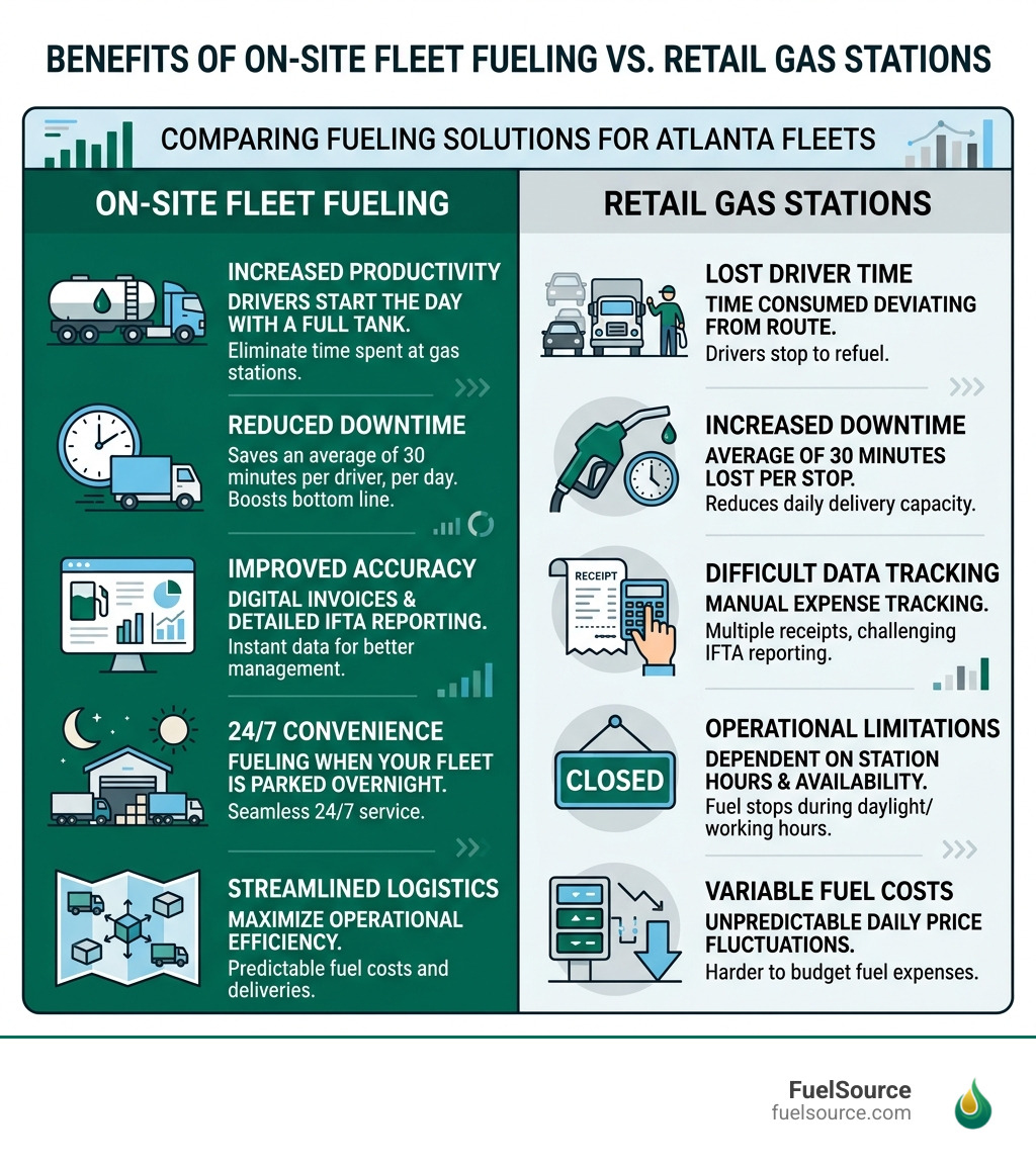 Infographic: Benefits of on-site fleet fueling vs. retail gas stations - atlanta fuel company infographic 