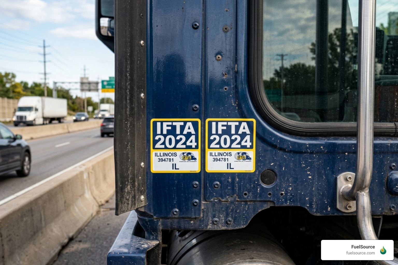 Placement of IFTA decals on the lower rear exterior of a qualified motor vehicle cab - IFTA compliant fuel reports