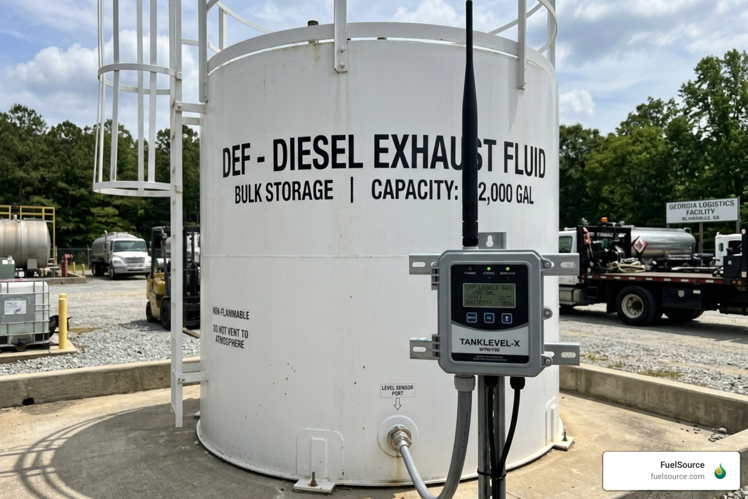 Wireless tank monitoring sensor on a bulk DEF tank - North Georgia DEF supplier