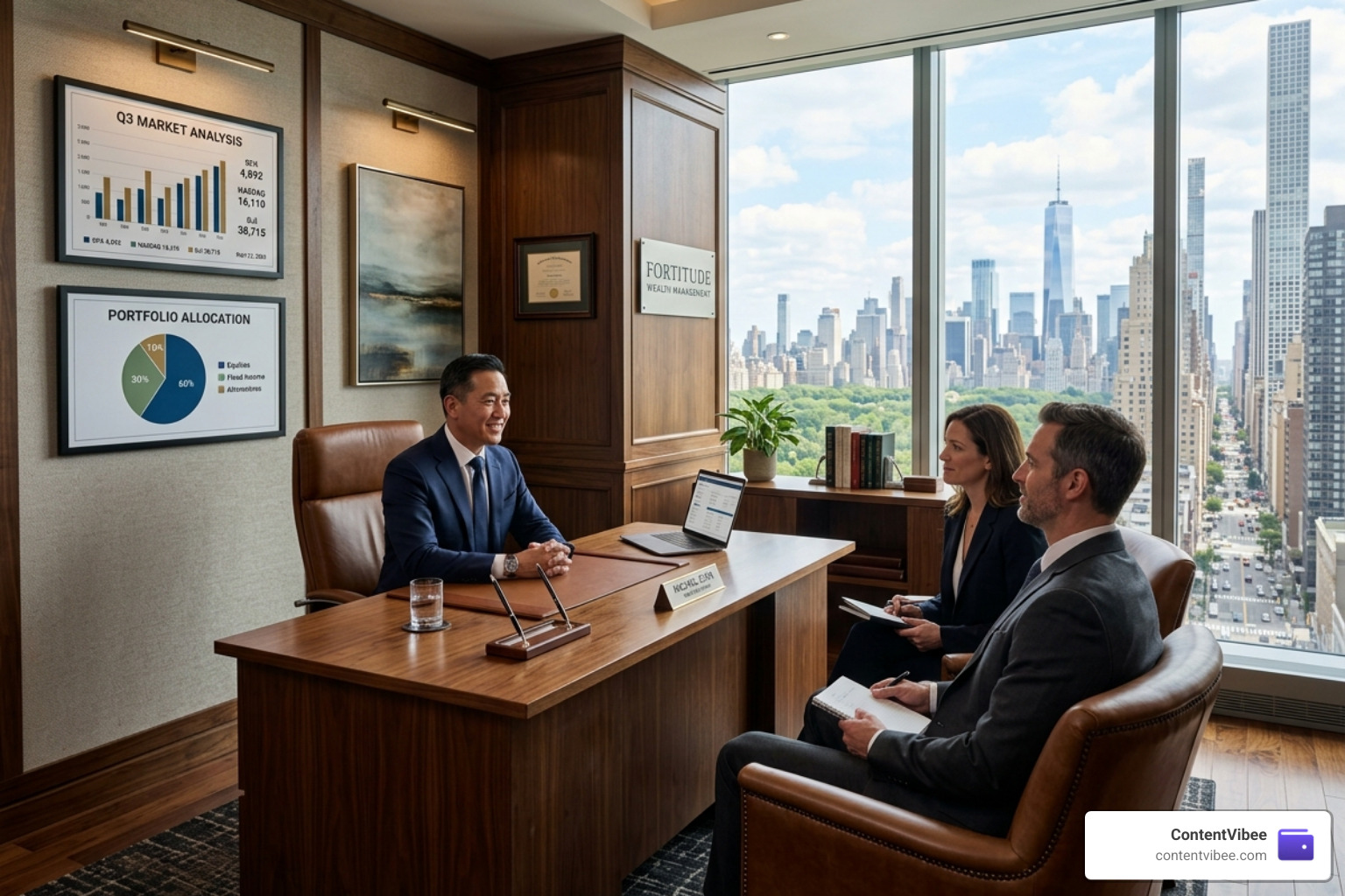Private consultation room representing bespoke wealth management services - GS Investment Strategies Fees and Portfolio
