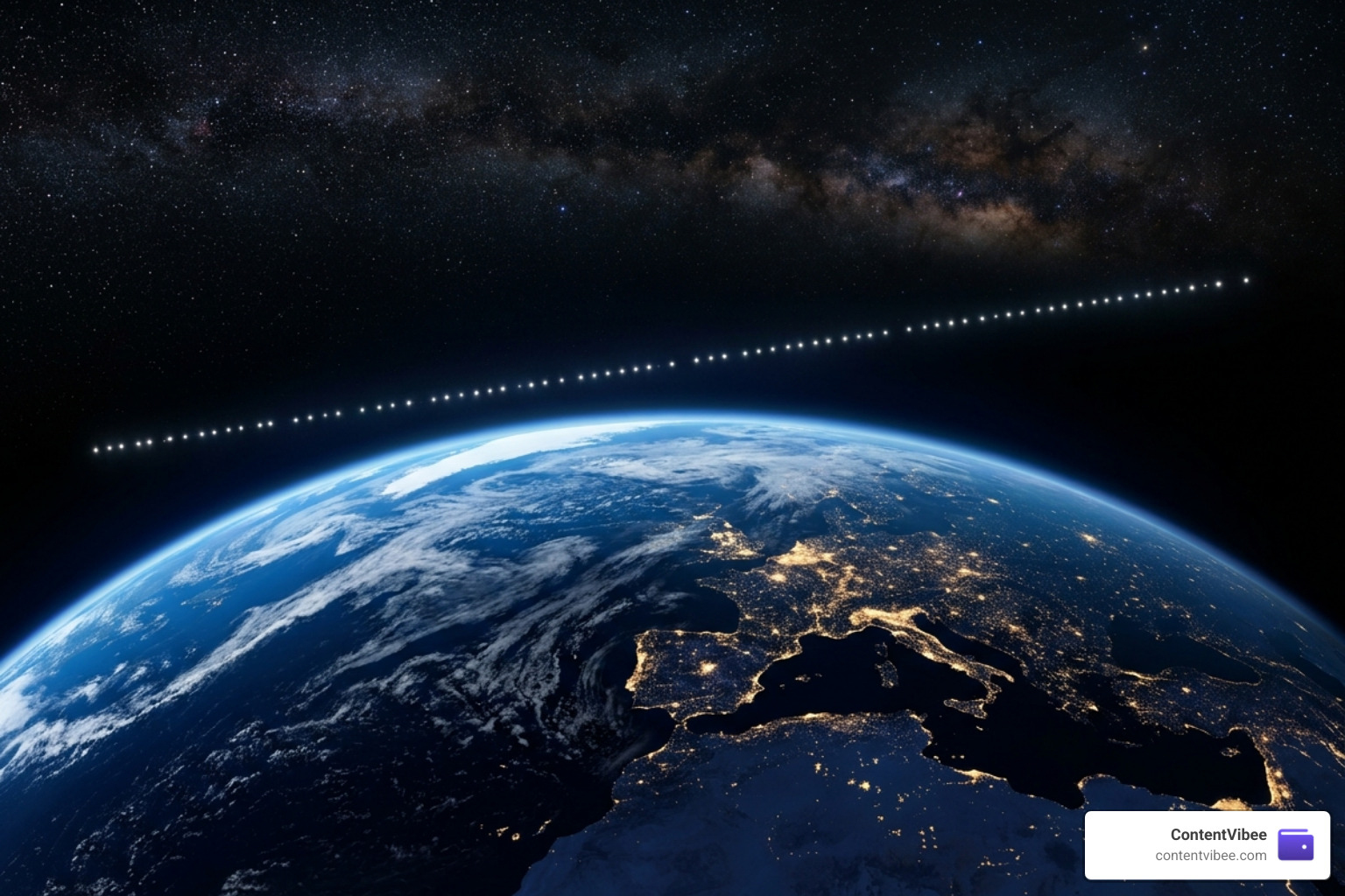 Starlink satellite constellation over Earth - Alphabet SpaceX Investment Value and Private Equity Valuation Analysis