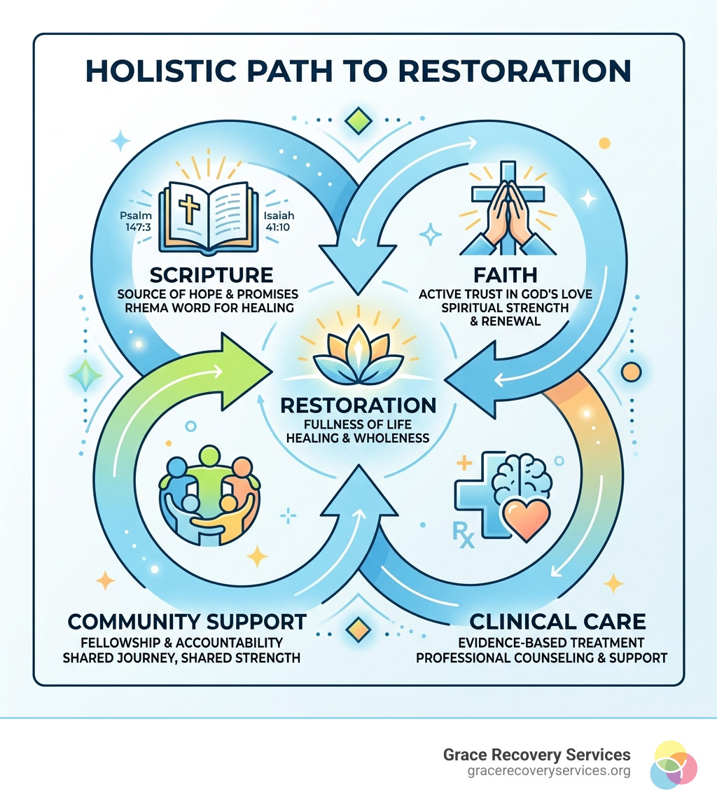 Holistic path to restoration through scripture, faith, clinical care, and community support - scripture for healing and