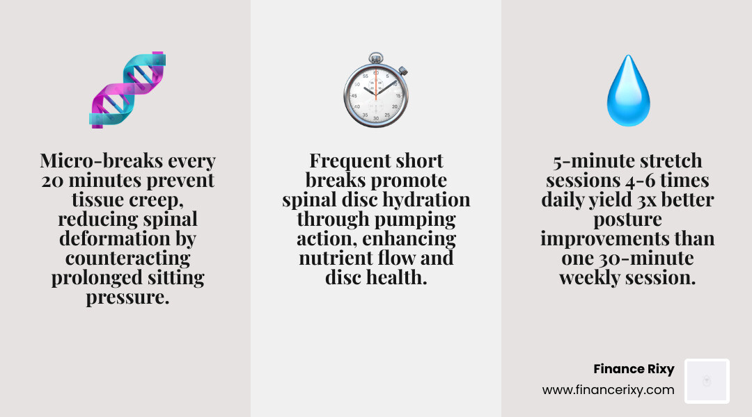 Infographic comparing micro-break effectiveness vs. long sessions - 5 minute work break stretches infographic
