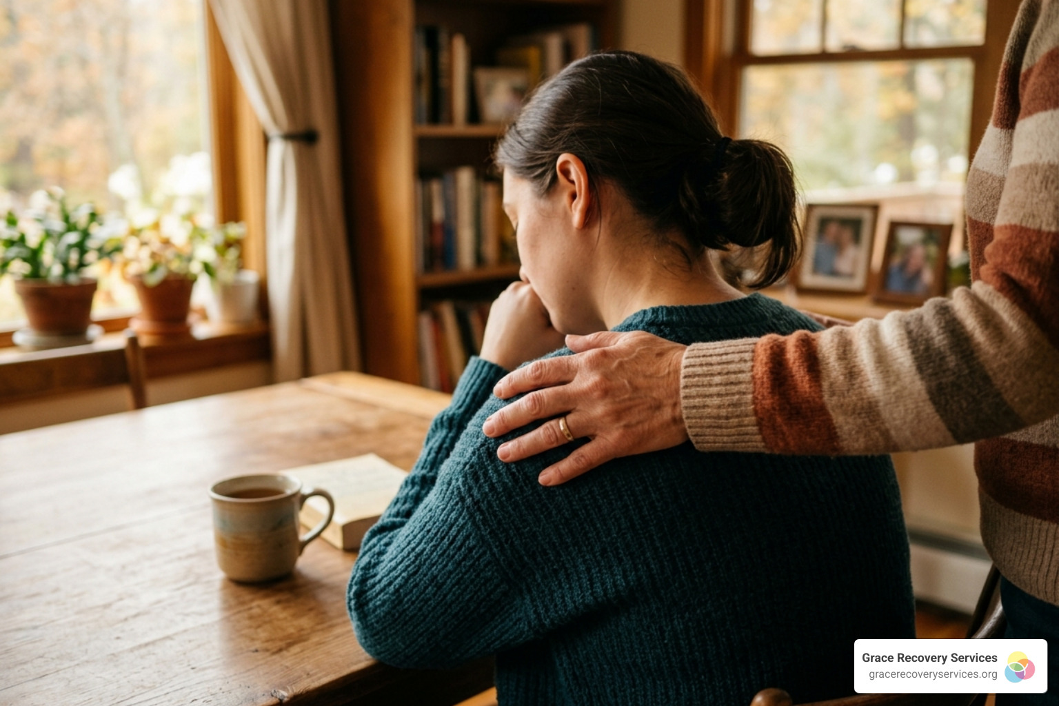 A supportive hand on a shoulder, representing divine and communal support - trauma healing bible verses A supportive hand on a shoulder, representing divine and communal support - trauma healing bible verses