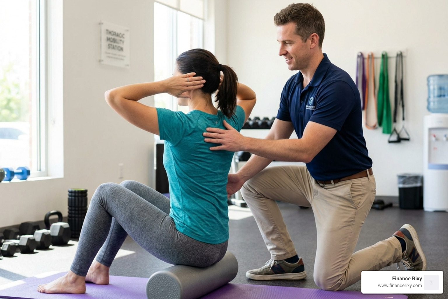 person showing the connection between the rib cage and shoulder blades - thoracic spine mobility exercises